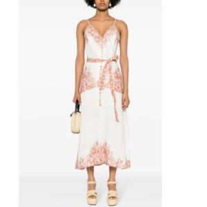 NWT Elie Tahari Twinset Floral Print Midi Linen Dress
